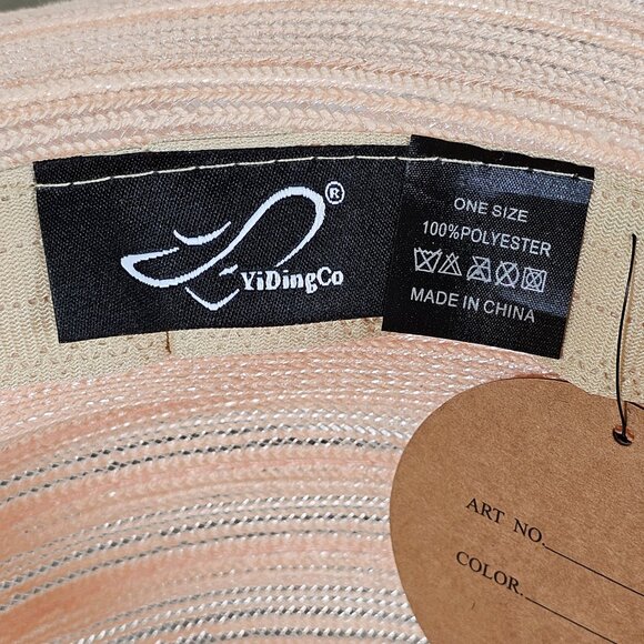 Blush Pink Organza Kentucky Derby Hat Wide Brim Church Wedding Fascinator - Picture 6 of 6